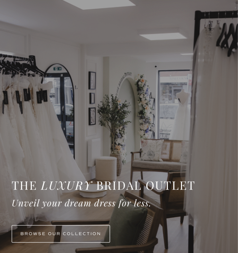Elegant bridal shop interior with branding