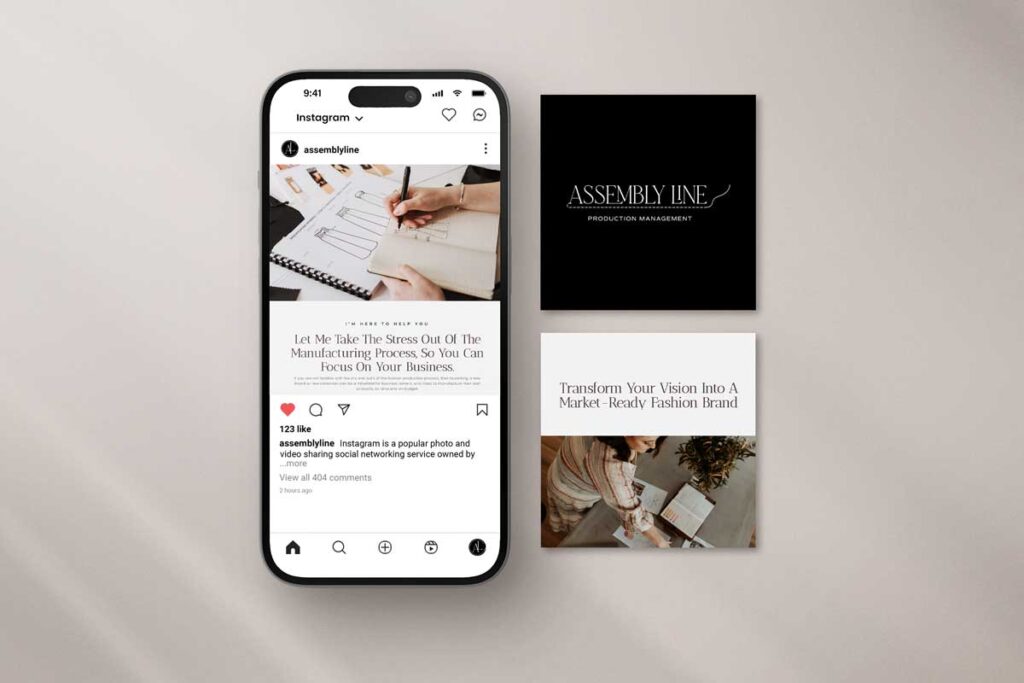 branding and social media post design for fashion industry startup